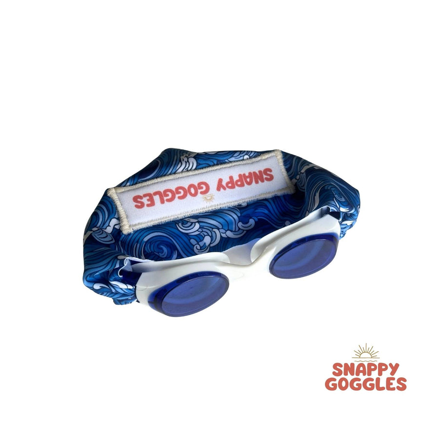 blue waves kids swim goggles with soft fabric adjustable strap, floatable swim goggles – Snappy Goggles